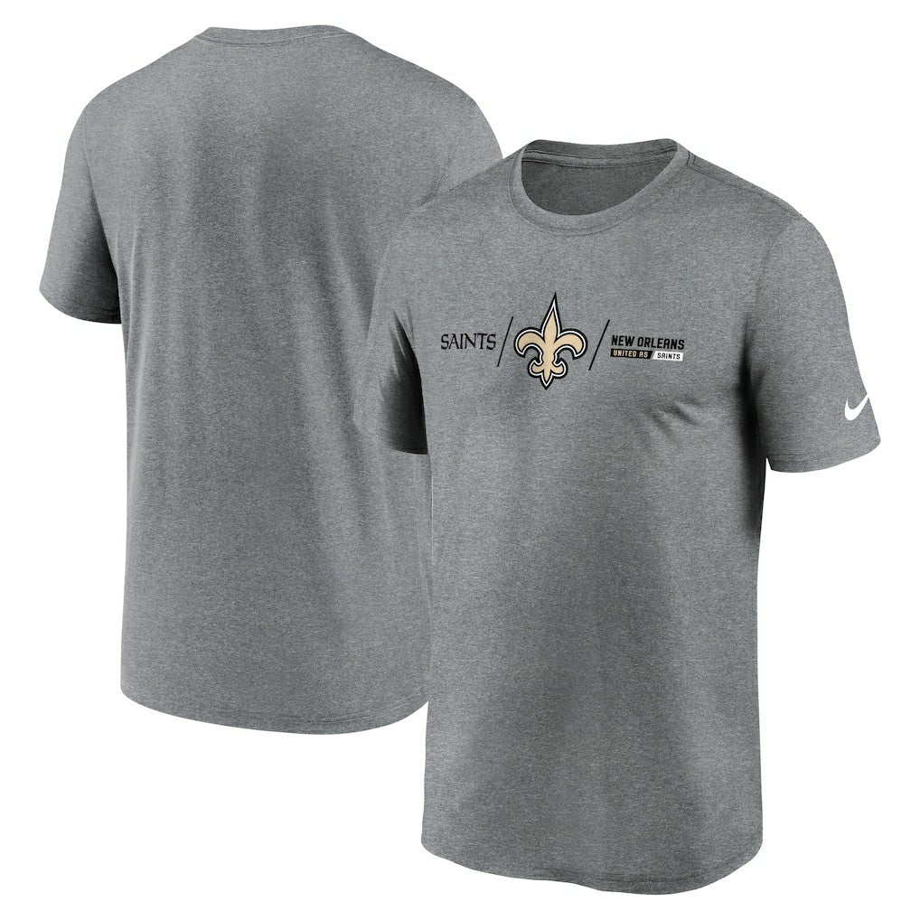 New Orleans Saints Horizontal Lockup Legend Performance T-Shirt Heathered Charcoal - Nike
