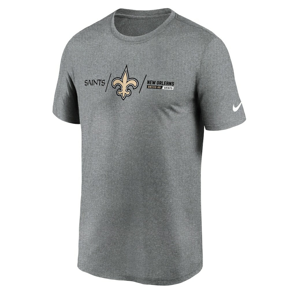 New Orleans Saints Horizontal Lockup Legend Performance T-Shirt Heathered Charcoal - Nike