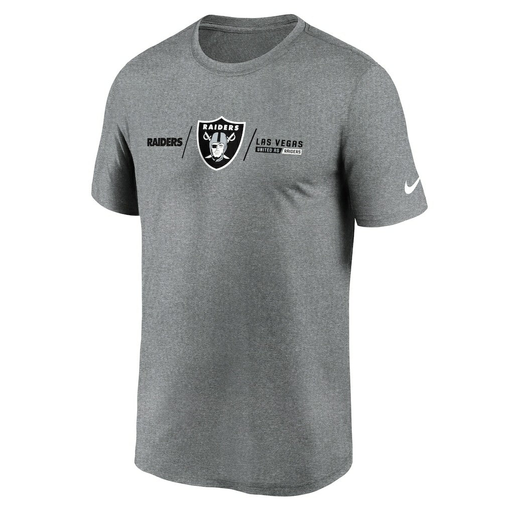 Las Vegas Raiders Horizontal Lockup Legend Performance T-Shirt Heather Charcoal - Nike