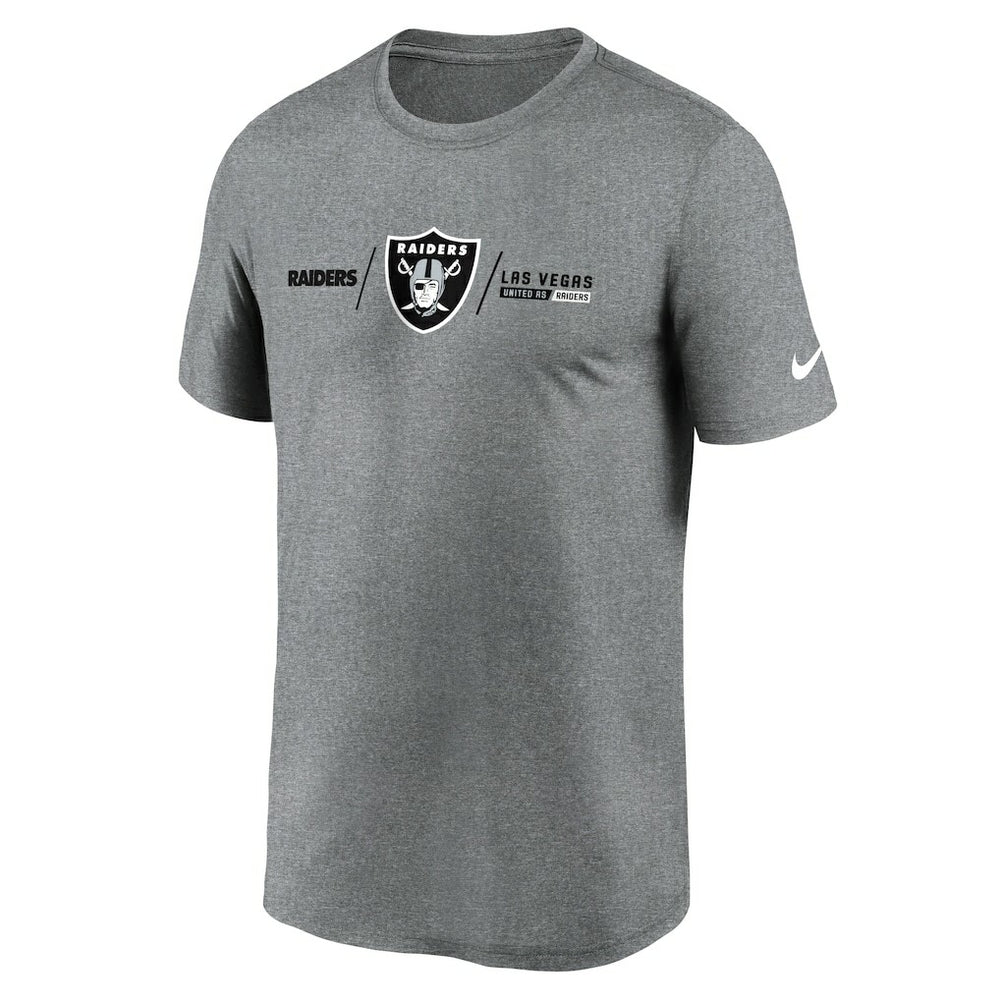 Las Vegas Raiders Horizontal Lockup Legend Performance T-Shirt Heather Charcoal - Nike