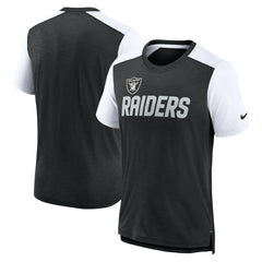 Las Vegas Raiders Color Block Team Name T-Shirt Heathered Black/White - Nike
