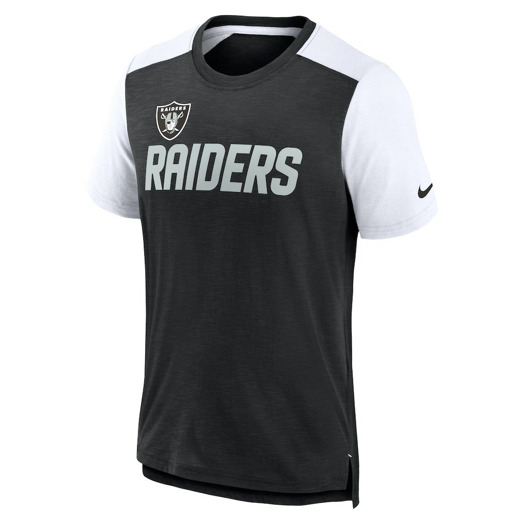 Las Vegas Raiders Color Block Team Name T-Shirt Heathered Black/White - Nike