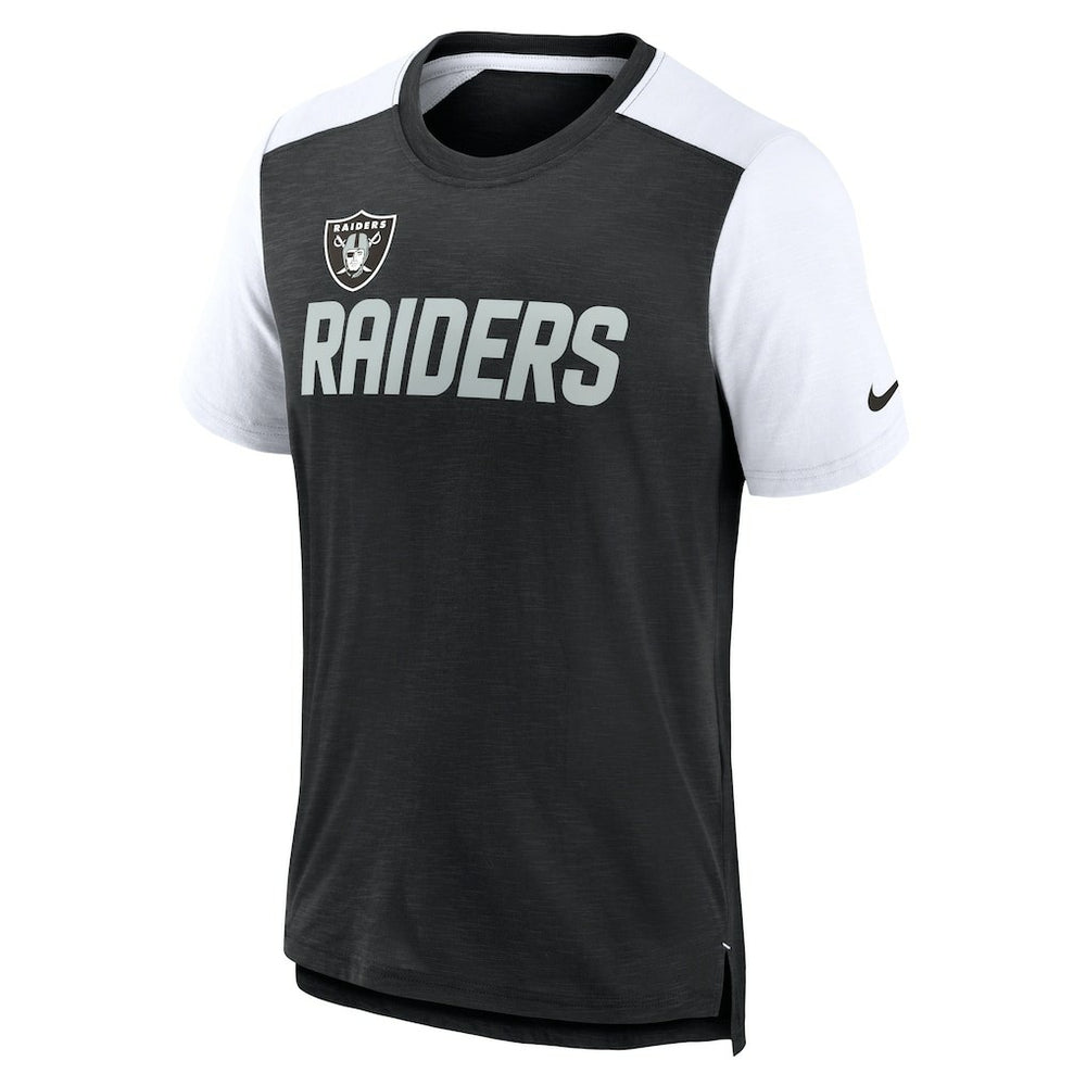 Las Vegas Raiders Color Block Team Name T-Shirt Heathered Black/White - Nike