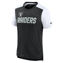 Las Vegas Raiders Color Block Team Name T-Shirt Heathered Black/White - Nike