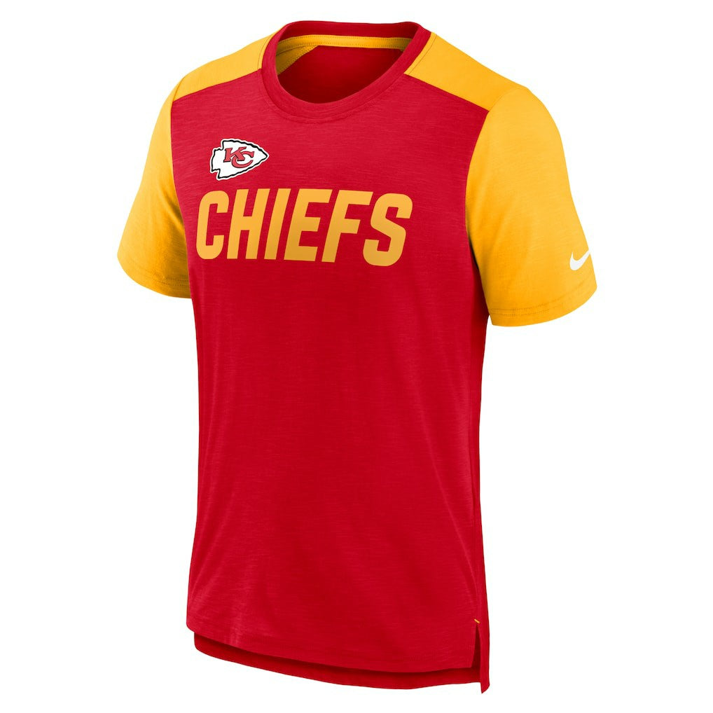 Kansas City Chiefs Color Block Team Name T-Shirt Heathered Red/Heathered Gold - Nike