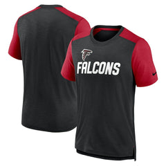 Atlanta Falcons Color Block Team Name T-Shirt Heathered Black/Heathered Red - Nike