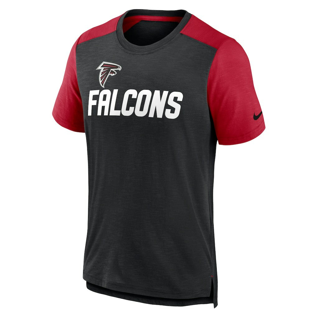 Atlanta Falcons Color Block Team Name T-Shirt Heathered Black/Heathered Red - Nike