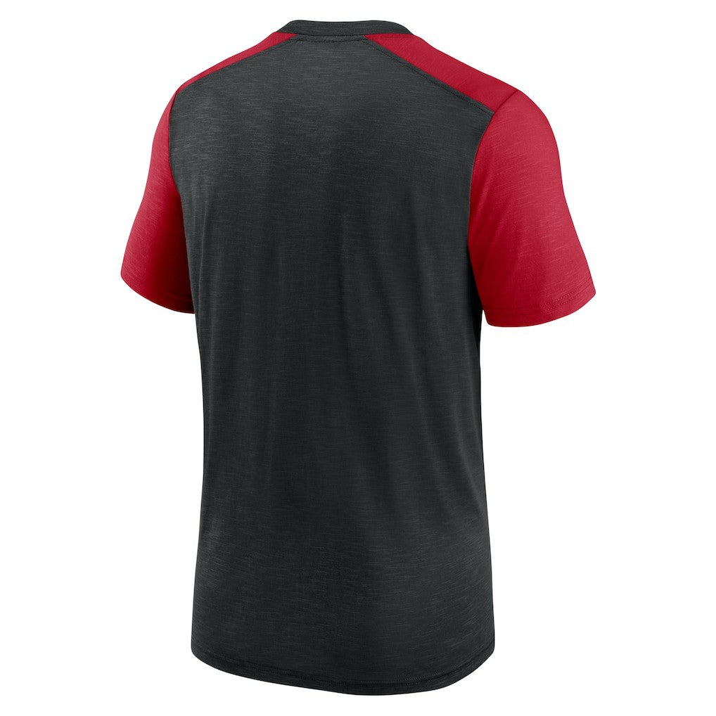 Atlanta Falcons Color Block Team Name T-Shirt Heathered Black/Heathered Red - Nike