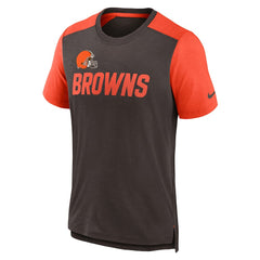Cleveland Browns Color Block Team Name T-Shirt Heathered Brown/Heathered Orange - Nike