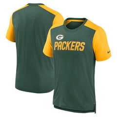Green Bay Packers Color Block Team Name T-Shirt Heathered Green/Heathered Gold - Nike