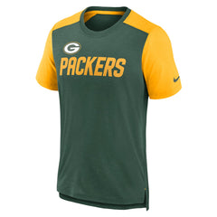 Green Bay Packers Color Block Team Name T-Shirt Heathered Green/Heathered Gold - Nike