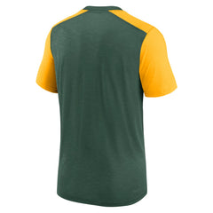Green Bay Packers Color Block Team Name T-Shirt Heathered Green/Heathered Gold - Nike