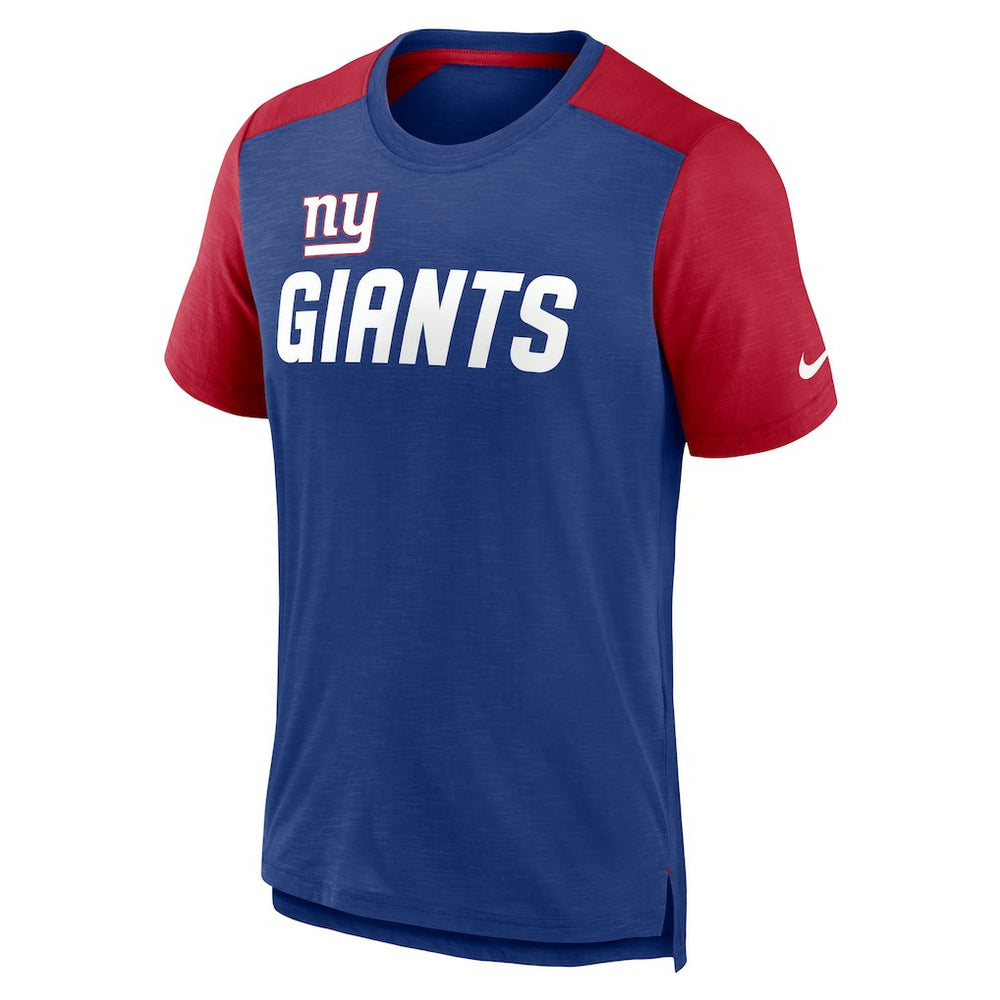 New York Giants Color Block Team Name T-Shirt Heathered Royal/Heathered Red - Nike