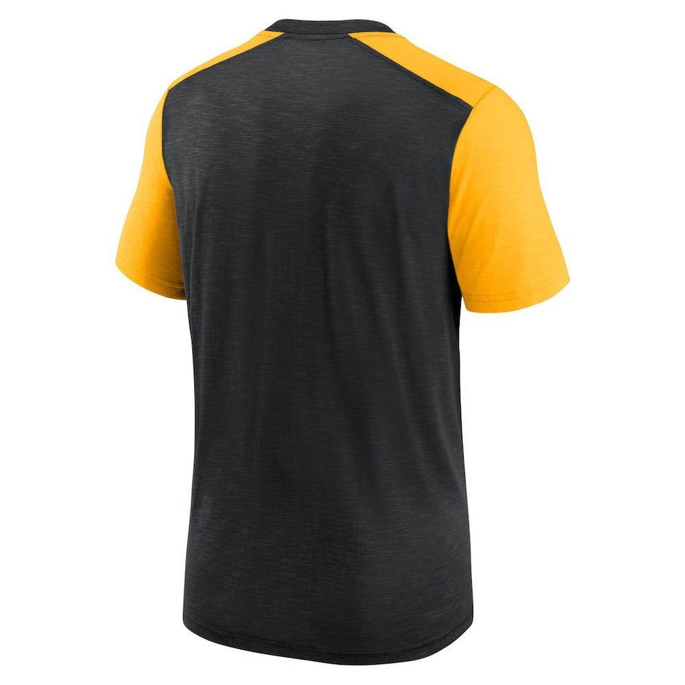 Pittsburgh Steelers Color Block Team Name T-Shirt Heathered Black/Heathered Gold - Nike