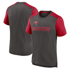 Tampa Bay Buccaneers Color Block Team Name T-Shirt Heathered Pewter/Heathered Red - Nike