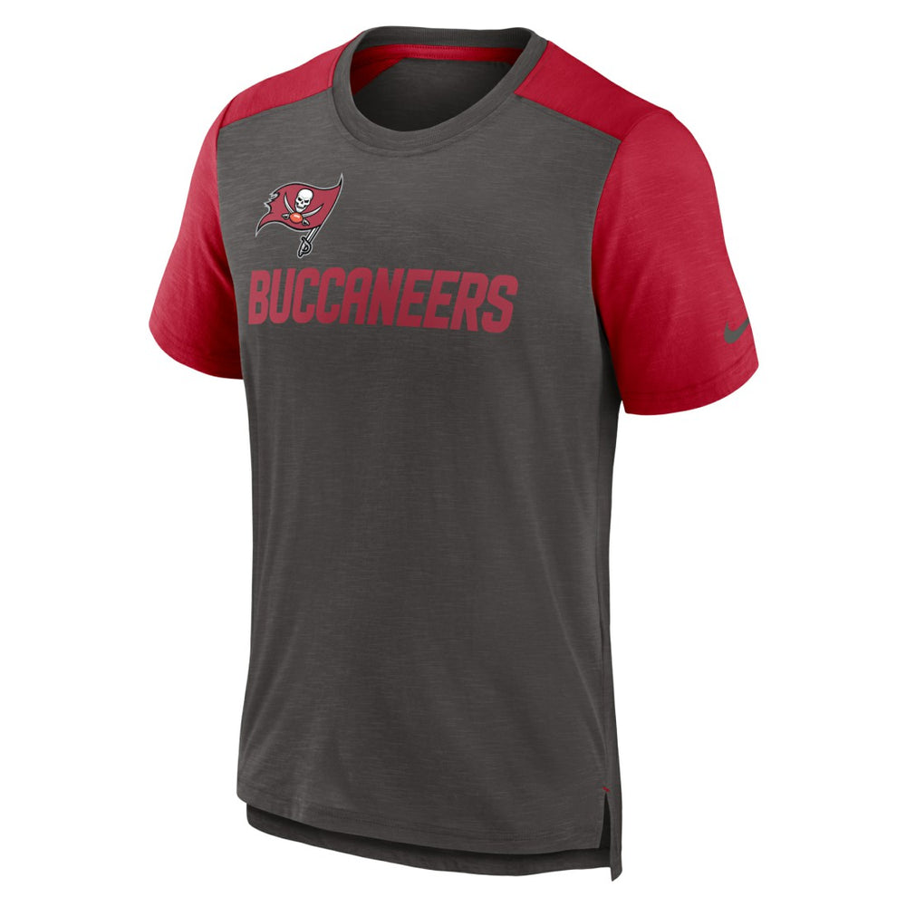 Tampa Bay Buccaneers Color Block Team Name T-Shirt Heathered Pewter/Heathered Red - Nike