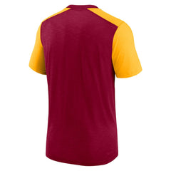 Washington Commanders Color Block Team Name T-Shirt Heathered Burgundy/Heathered Gold - Nike