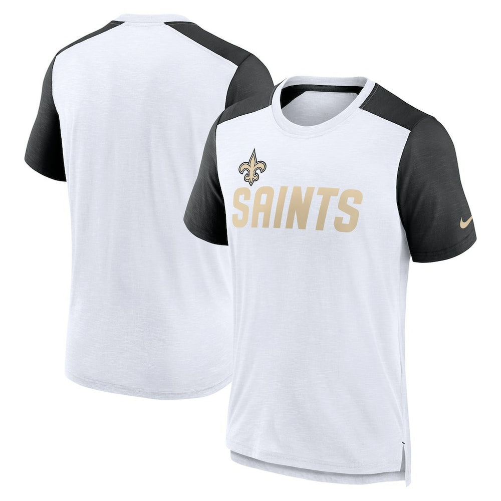 New Orleans Saints Color Block Team Name T-Shirt White/Heathered Black - Nike