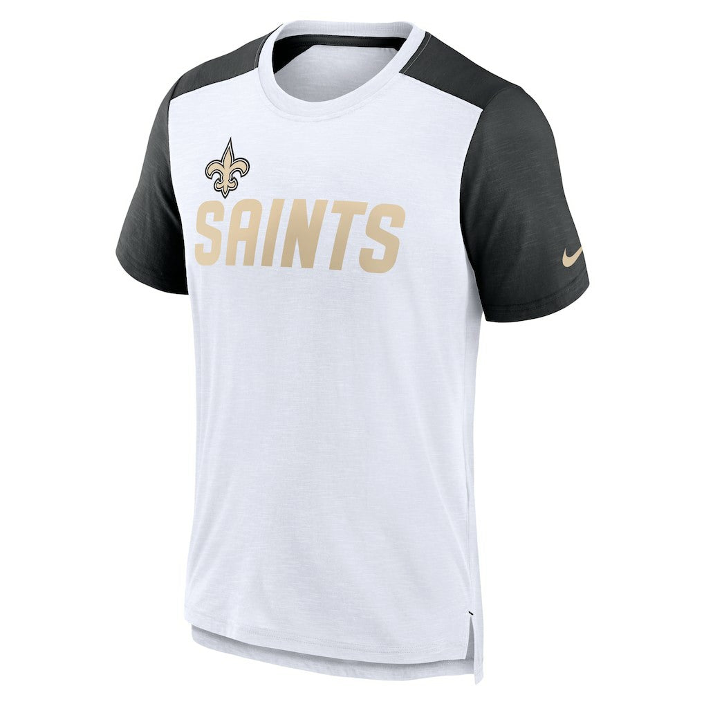 New Orleans Saints Color Block Team Name T-Shirt White/Heathered Black - Nike