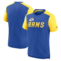 Los Angeles Rams Color Block Team Name T-Shirt Heathered Royal/Heathered Gold - Nike