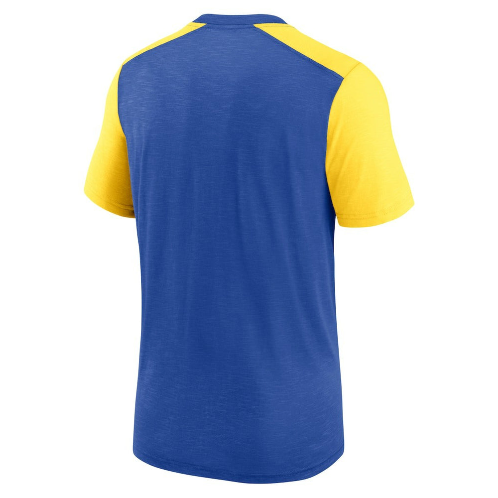 Los Angeles Rams Color Block Team Name T-Shirt Heathered Royal/Heathered Gold - Nike