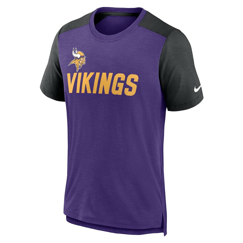 Minnesota Vikings Color Block Team Name T-Shirt Heathered Purple/Heathered Black - Nike
