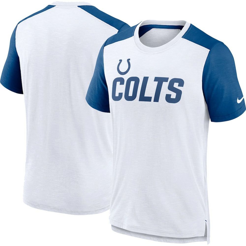 Indianapolis Colts Color Block Team Name T-Shirt White/Heather Royal - Nike