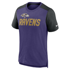 Baltimore Ravens Color Block Team Name T-Shirt Heathered Purple/Heathered Black - Nike