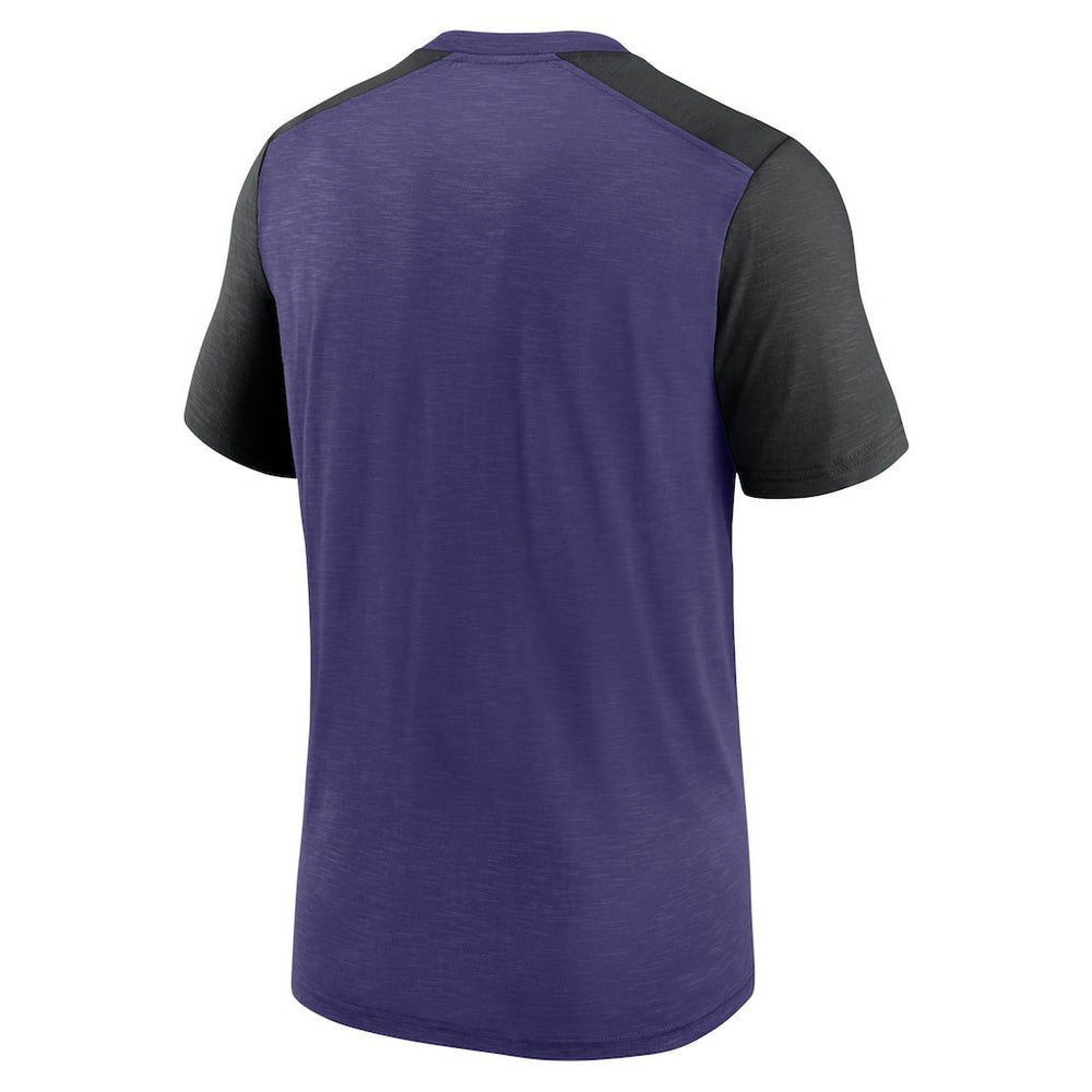 Baltimore Ravens Color Block Team Name T-Shirt Heathered Purple/Heathered Black - Nike