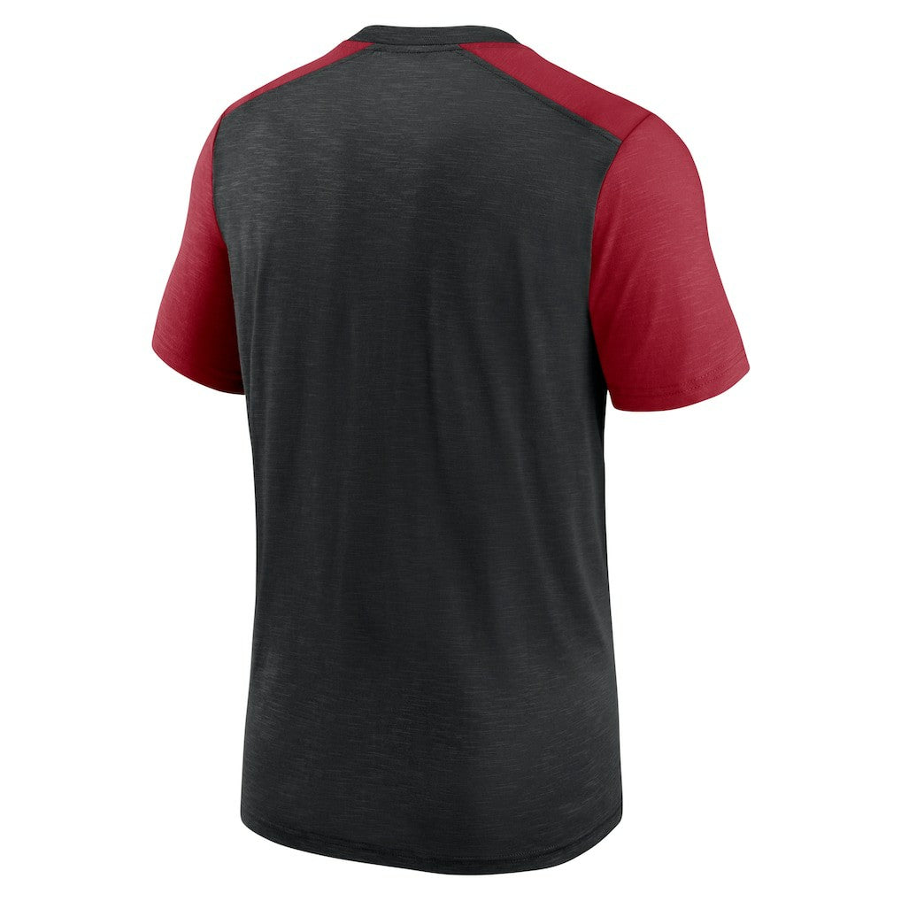 Arizona Cardinals Color Block Team Name T-Shirt Heathered Black/Heathered Cardinal - Nike