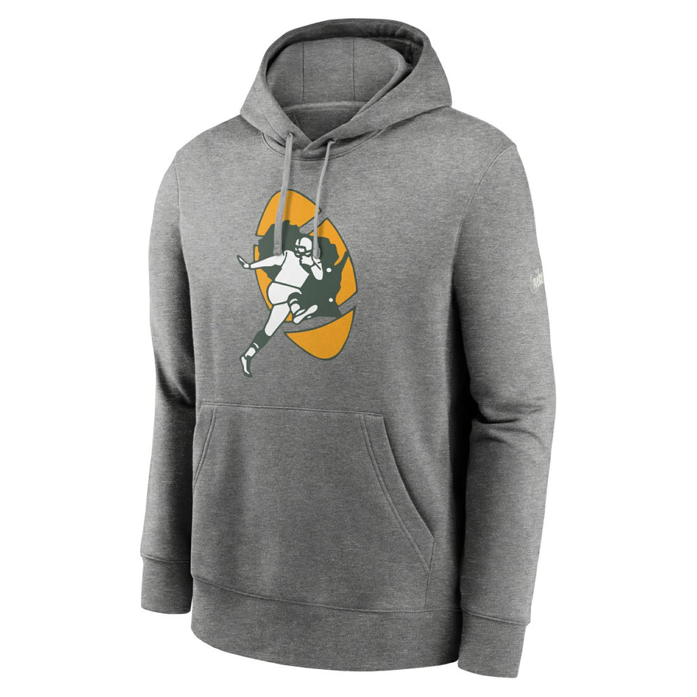 Green Bay Packers Rewind Club Fleece Pullover Hoodie Heathered Gray - Nike