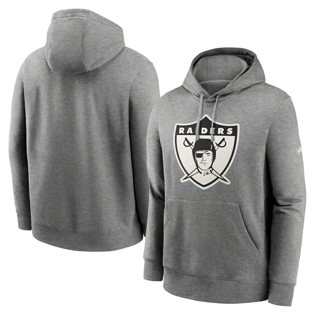 Oakland Raiders Rewind Club Fleece Pullover Hoodie Heathered Gray - Nike