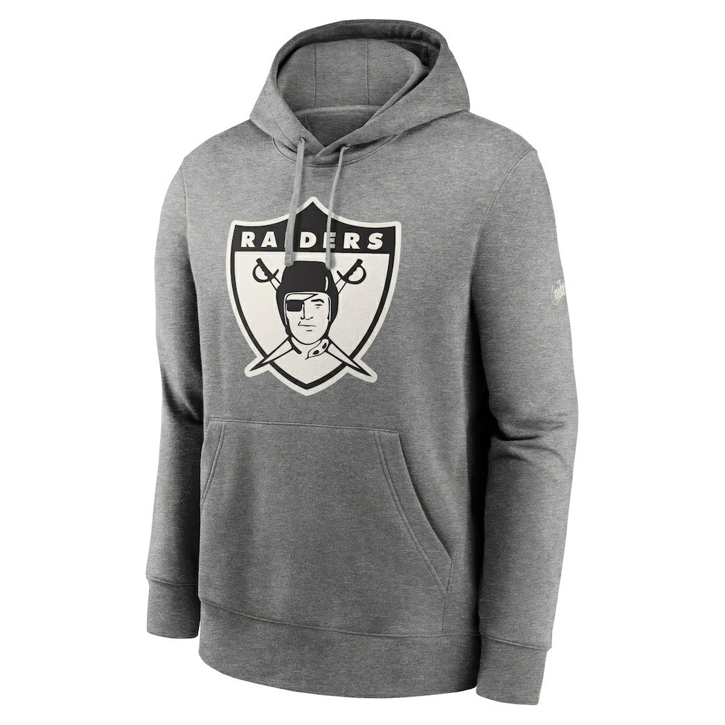 Oakland Raiders Rewind Club Fleece Pullover Hoodie Heathered Gray - Nike