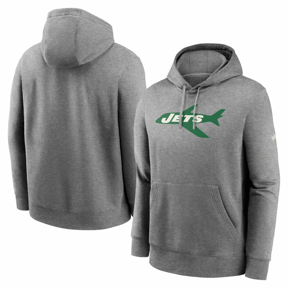 New York Jets Rewind Club Fleece Pullover Hoodie Heathered Gray - Nike