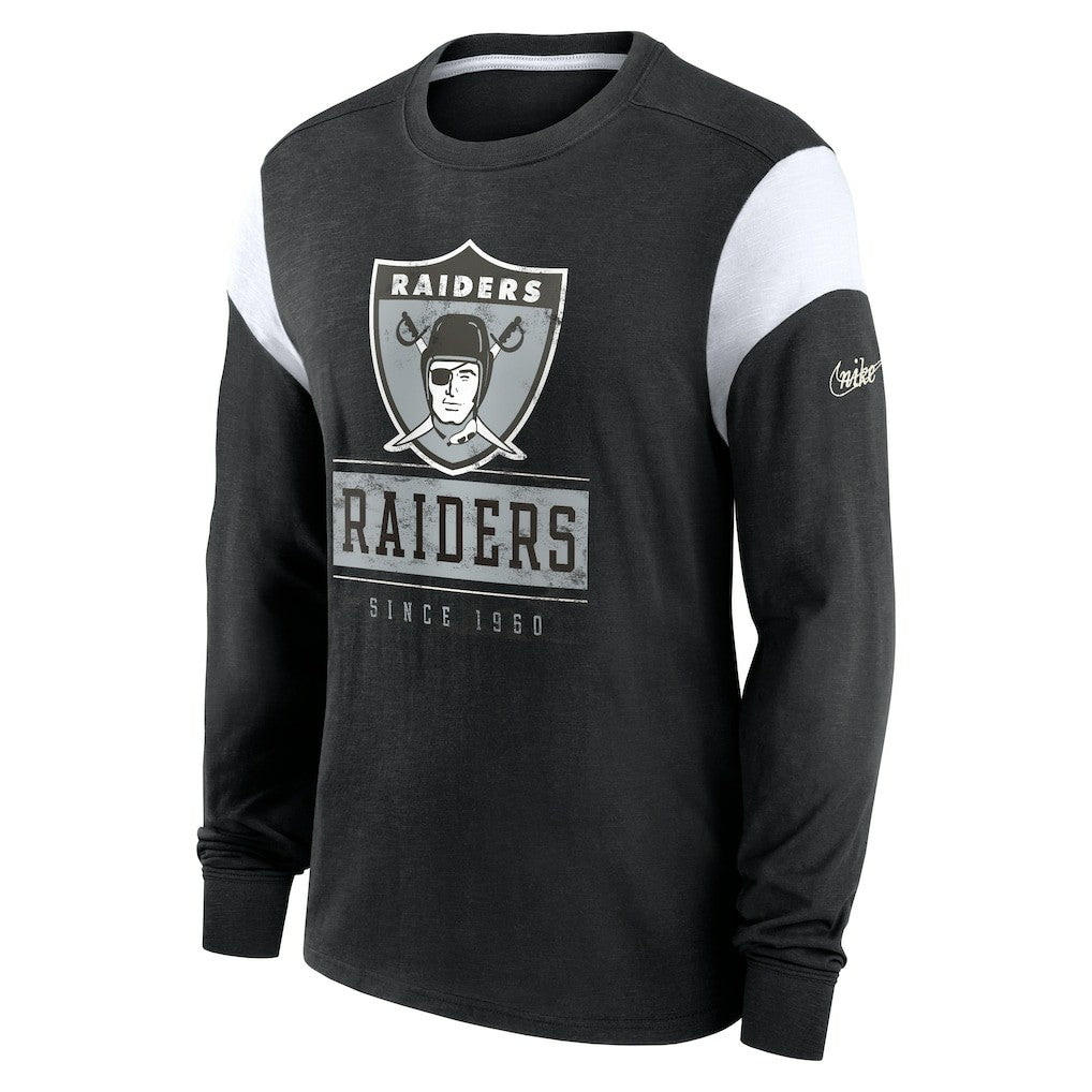 Oakland Raiders Rewind Playback Helmet Long Sleeve T-Shirt Heather Black - Nike
