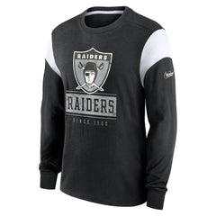Oakland Raiders Rewind Playback Helmet Long Sleeve T-Shirt Heather Black - Nike