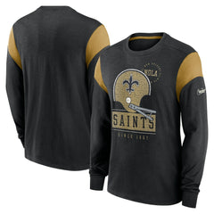 New Orleans Saints Rewind Playback Helmet Long Sleeve T-Shirt Heather Black - Nike