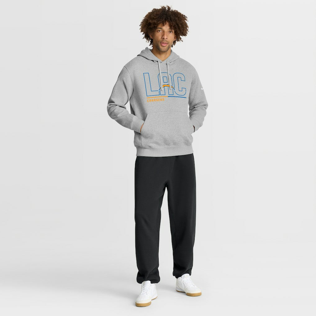 Los Angeles Chargers City Code Club Fleece Pullover Hoodie Heathered Gray - Nike