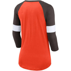Cleveland Browns Women's Football Pride Slub 3/4 Raglan Sleeve T-Shirt Heathered Orange/Brown - Nike
