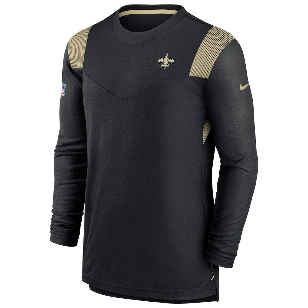 New Orleans Saints Sideline Tonal Logo Performance Player Long Sleeve T-Shirt Black - Nike