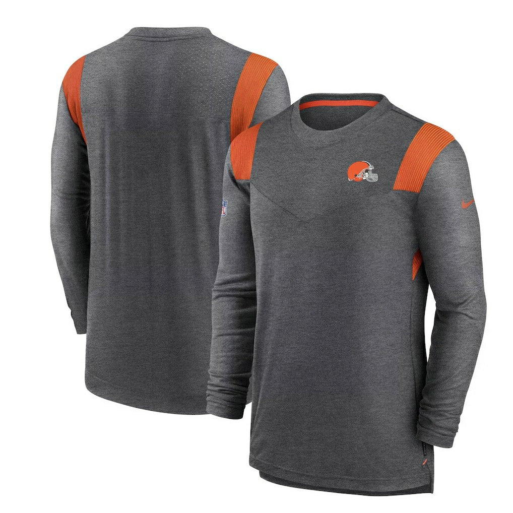 Cleveland Browns Sideline Tonal Logo Performance Player Long Sleeve T-Shirt Charcoal - Nike