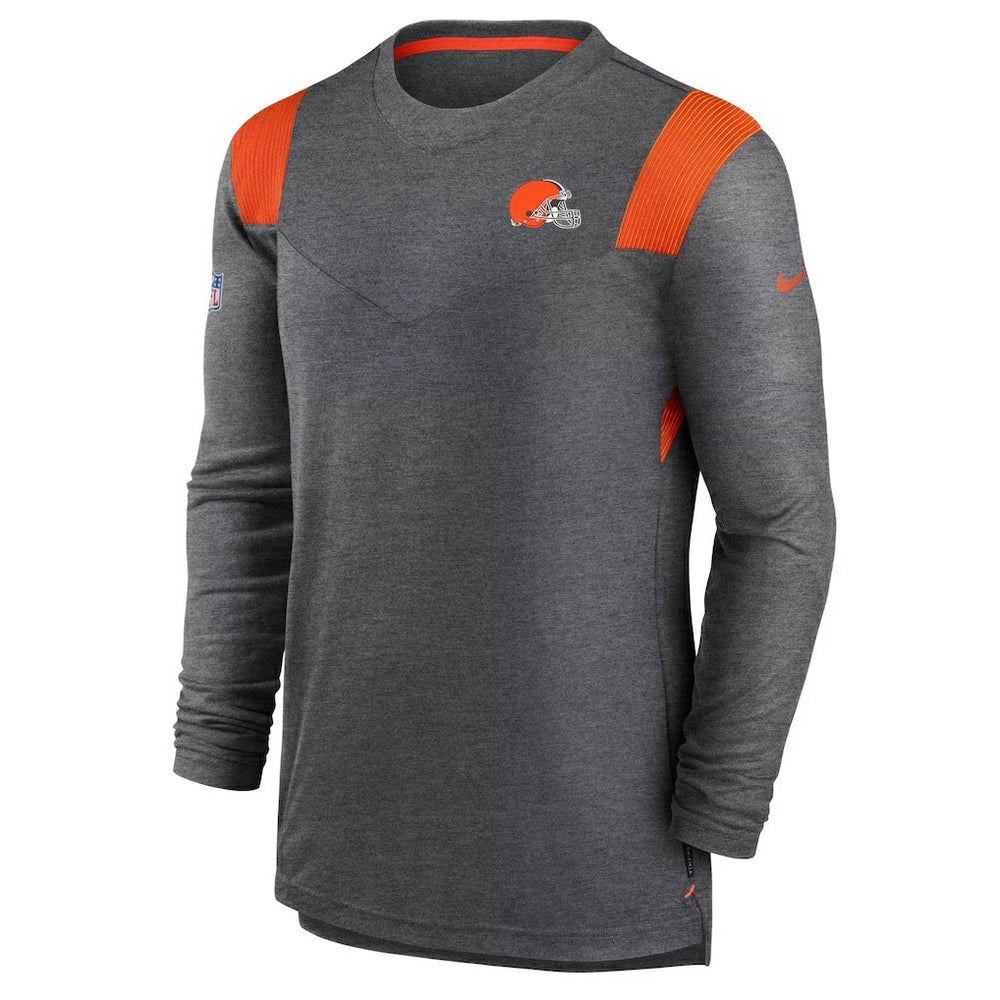 Cleveland Browns Sideline Tonal Logo Performance Player Long Sleeve T-Shirt Charcoal - Nike