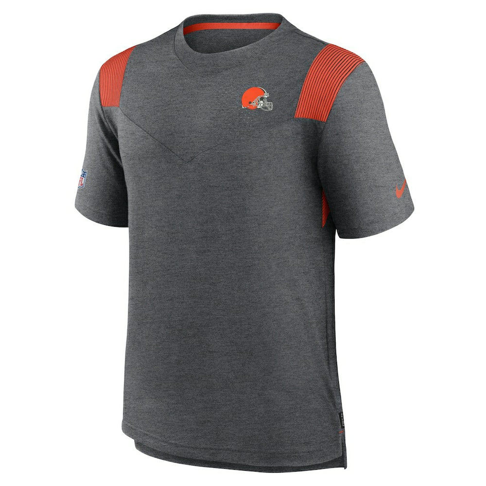 Cleveland Browns Sideline Tonal Logo Performance Player T-Shirt Heather Charcoal - Nike