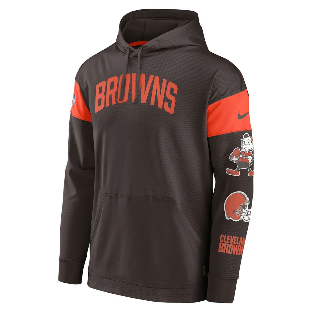 Cleveland Browns Brownie The Elf Sideline Athletic Arch Jersey Performance Pullover Hoodie Brown - Nike