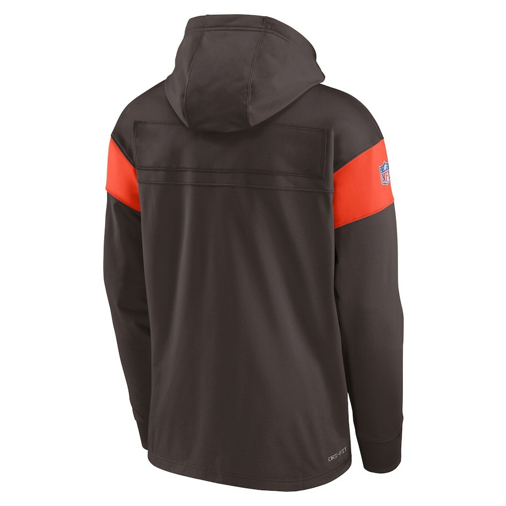 Cleveland Browns Brownie The Elf Sideline Athletic Arch Jersey Performance Pullover Hoodie Brown - Nike