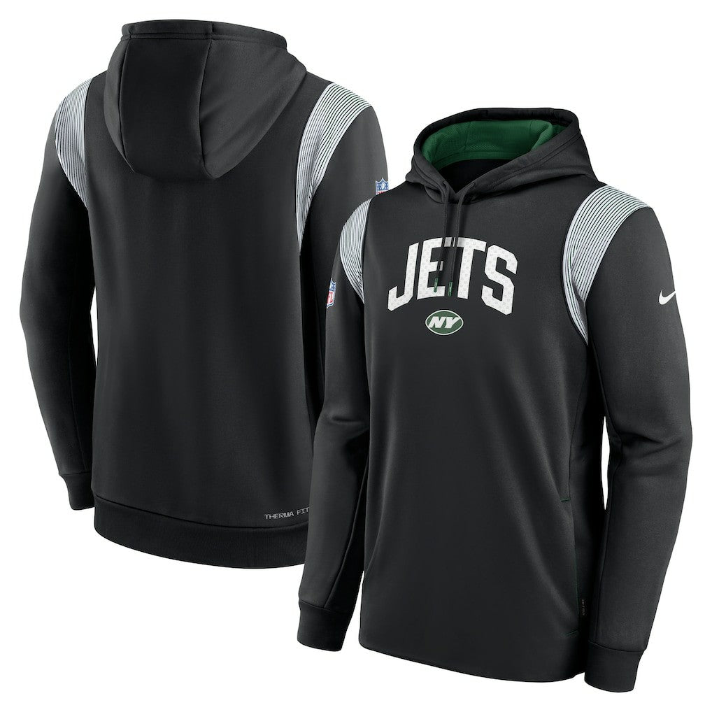 New York Jets Sideline Athletic Stack Performance Pullover Hoodie Black - Nike