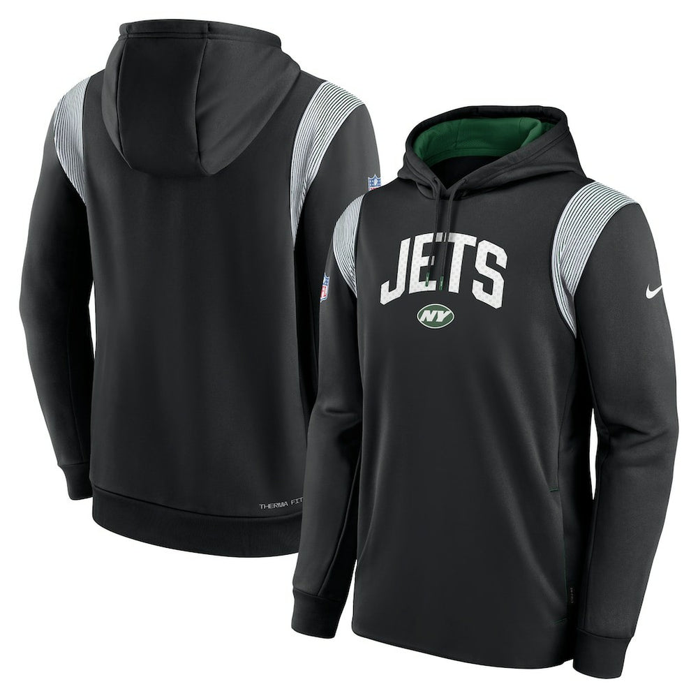 New York Jets Sideline Athletic Stack Performance Pullover Hoodie Black - Nike