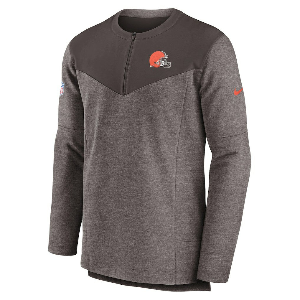 Cleveland Browns Sideline Lockup Performance Quarter-Zip Top Brown - Nike