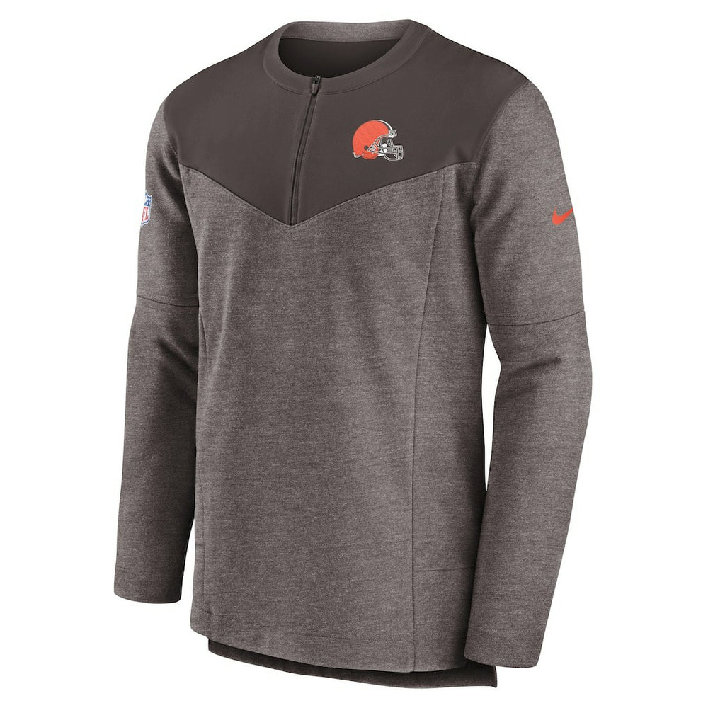 Cleveland Browns Sideline Lockup Performance Quarter-Zip Top Brown - Nike