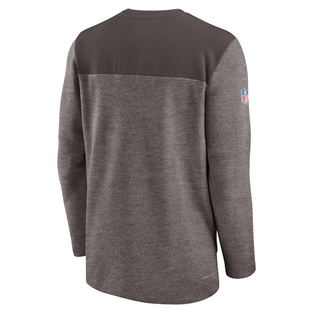 Cleveland Browns Sideline Lockup Performance Quarter-Zip Top Brown - Nike